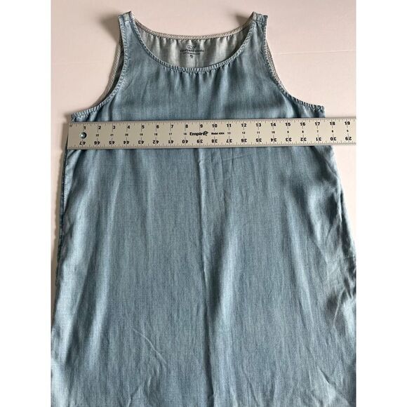 Vineyard Vines Girls Sleeveless Drop Ruffle Hem Dress Light Chambray Size XL/16 - Picture 6 of 9